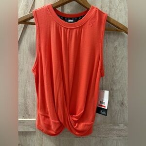 DKNY Coral Twist-Front Ribbed Tank